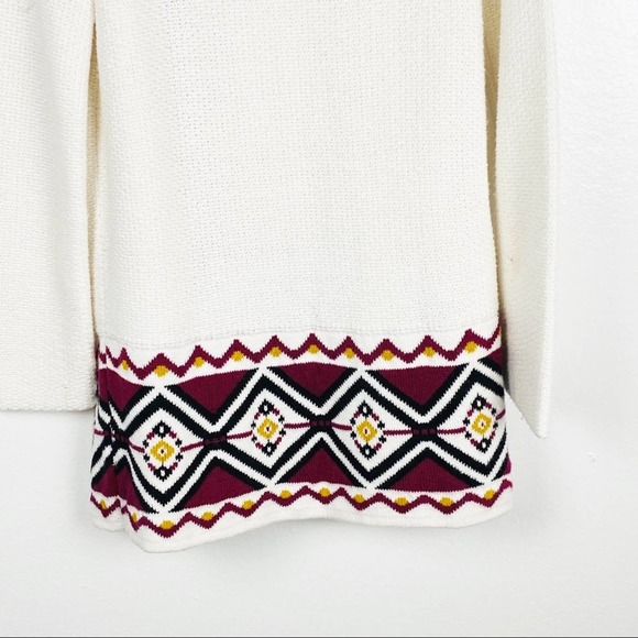 OLD NAVY White Long Sleeves AztecTrim Open Front Cardigan, Size Small - Picture 7 of 10